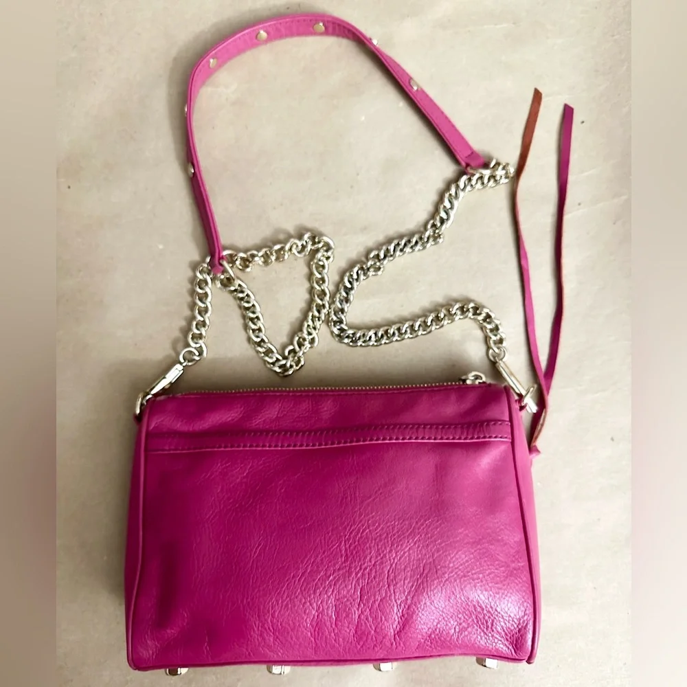 Rebecca Minkoff Mini MAC Hot Pink Leather Crossbody Shoulder Bag